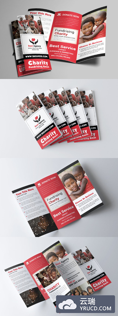 慈善三折页画册模板 Charity Trifold Brochure