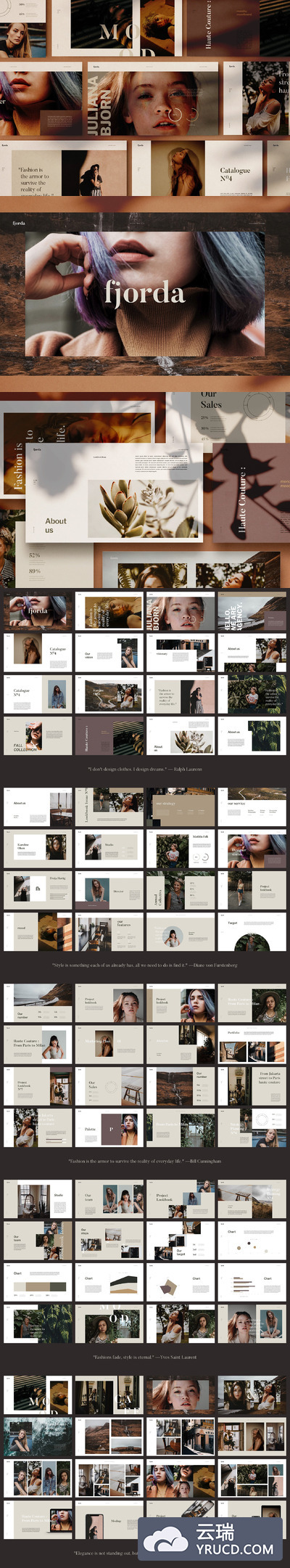 时尚主题风格PPT幻灯片模板 FJORDA - Powerpoint Template