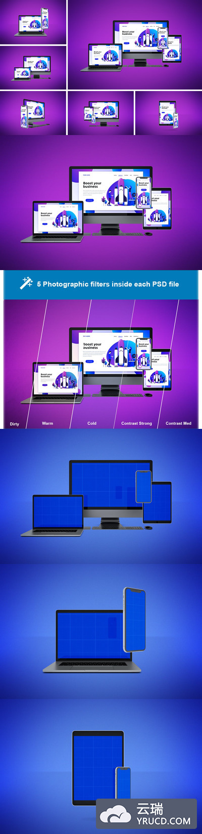 苹果设备响应式网页样机下载[PSD]