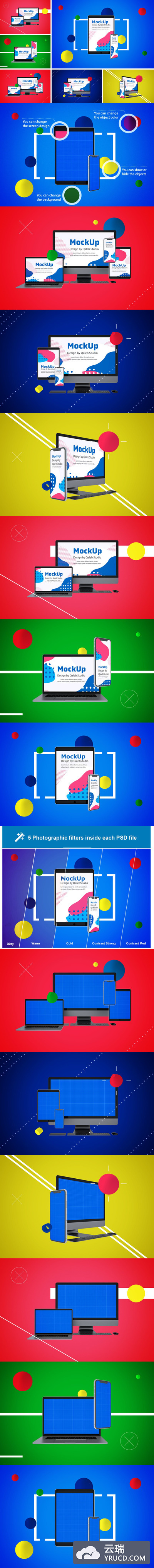 抽象创意场景的Apple苹果样机下载[PSD]