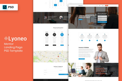 时尚高端多用途的高品质在线教育着陆页网站设计模板（psd）