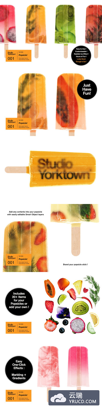 逼真的冰棒/冰棍食品样机模板