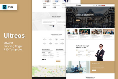 时尚高端专业的律师着陆页网站设计模板（psd）