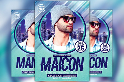 DJ音乐海报制作模板 DJ Maicon Party Flyer Template