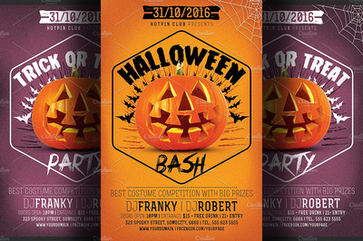 万圣节派对宣传单设计 Halloween Bash Party Flyer