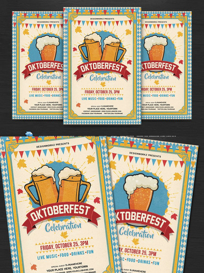 经典啤酒节海报设计模板 Oktoberfest Flyer