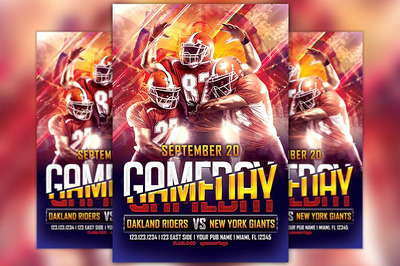 足球比赛之夜传单模板 Football Game Day Flyer Template