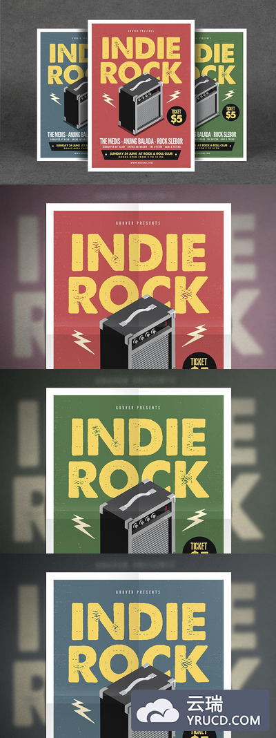 独立摇滚音乐宣传单模板 Indie Rock Music Flyer