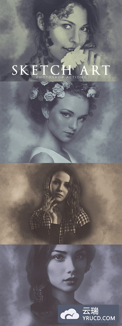 素描效果ps动作 Sketch Art Photoshop Actions