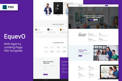 简约时尚高端多用途的高品质专业网络代理 - 登陆页面网站设计模板（PSD）