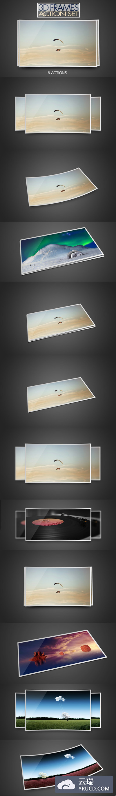 逼真的3D立体帧PS动作