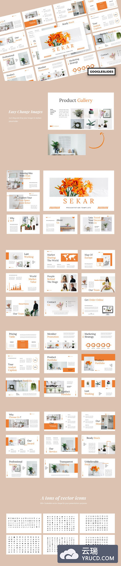 优雅时尚高端简约高品质Google Slides幻灯片powerpoint演示模板（pptx）