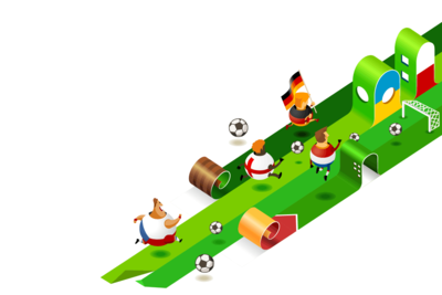 3D立体2.5D等轴等距世界杯欧洲杯足球插画banner海报设计模板