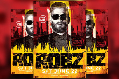 DJ音乐活动人物海报设计模板 DJ Robz Club Party Flyer Template