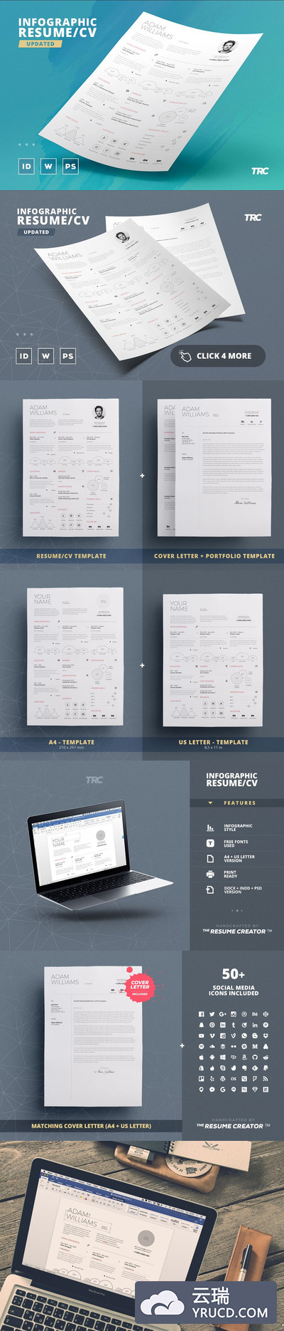 信息图表的简历模板 Infographic Resume/Cv Template Vol.4