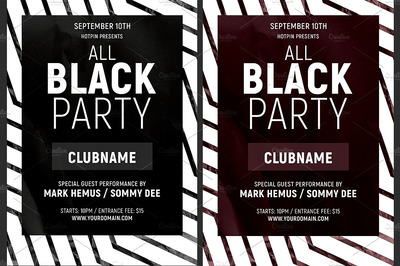 创意黑白派对传单模板 All Black Party Flyer Template