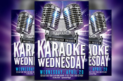 卡拉ok派对宣传单模板 Karaoke Party Flyer Template