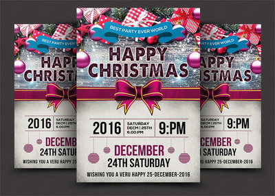 圣诞节元素海报制作模板 Christmas Flyer