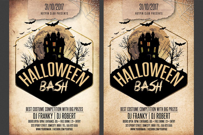 经典万圣节海报制作模板 Halloween Bash Party Flyer