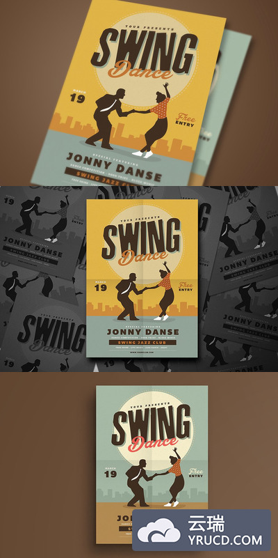 复古摇摆舞派对传单 Retro Swing Dance Party Flyer