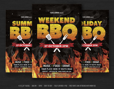 周末烧烤海报设计模板 Weekend BBQ