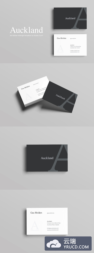 高端极简主义商业名片模板 Auckland Business Card Template