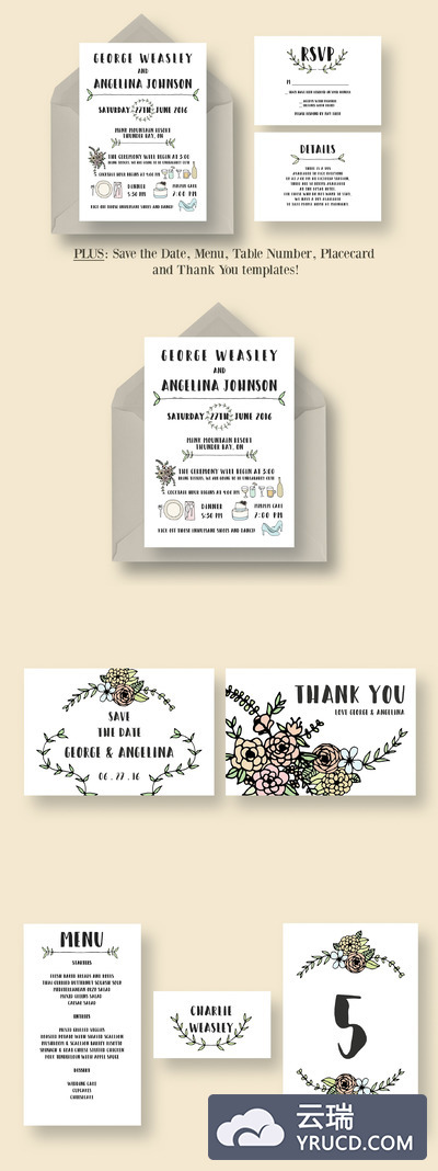 趣味婚礼请柬套装 Fun Wedding Invitation Suite