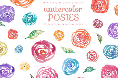 水彩花卉插画素材 Watercolor Posies