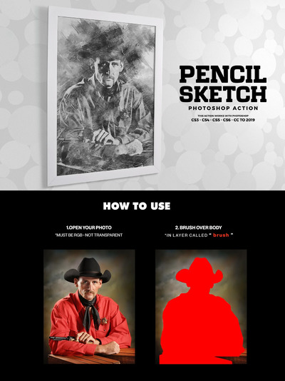 时尚高端逼真效果的素描手绘铅笔Photoshop动作