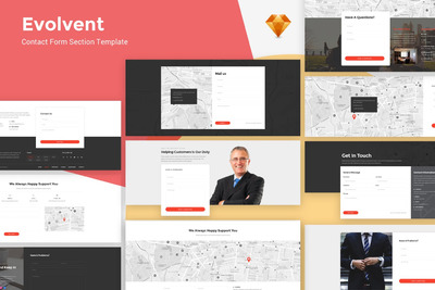 时尚高端多用途的高品质Evolvent - 联系表格Ui Kit模板（sketch）