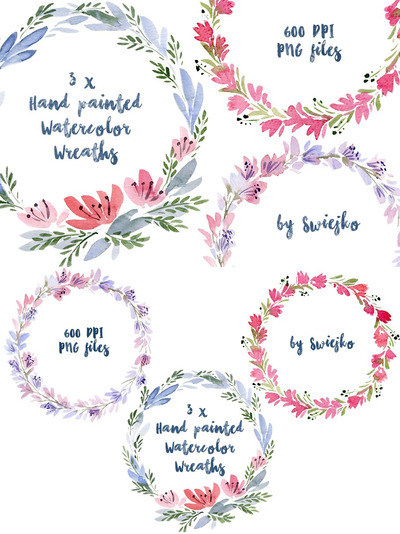 水彩花卉框架插画 Watercolor Floral Frames