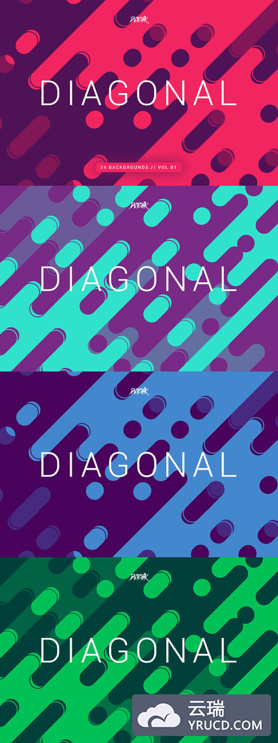 线条背景纹理 Diagonal | Rounded Lines Bgs | V01