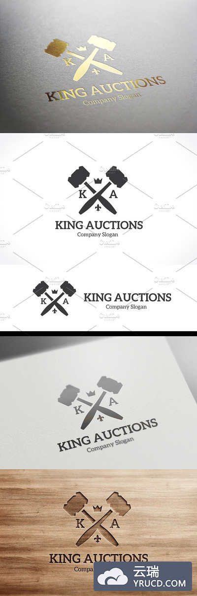 拍卖logo设计素材模板 King Auctions