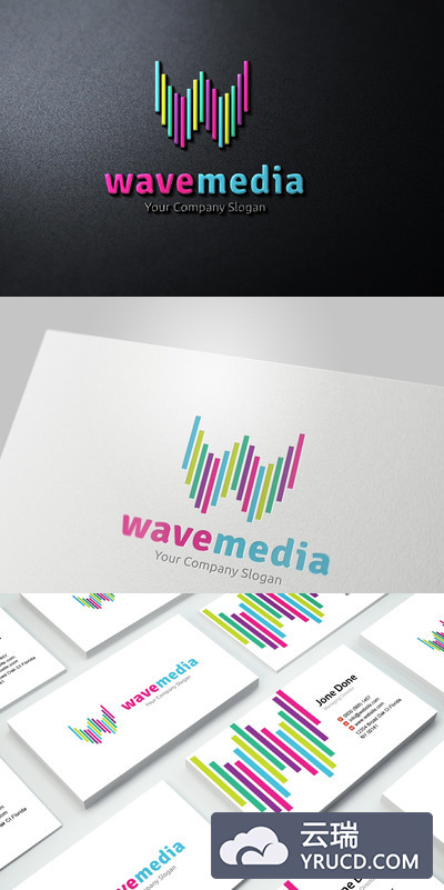 logo设计素材模板 Wave Media