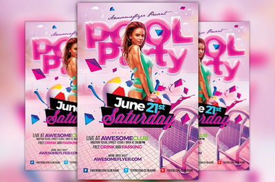 夏季泳池派对活动海报模板 Pool Party Flyer Template