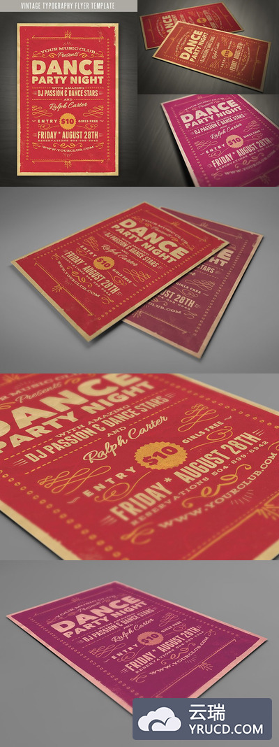 经典海报制作模板 Vintage Style Typography Flyer