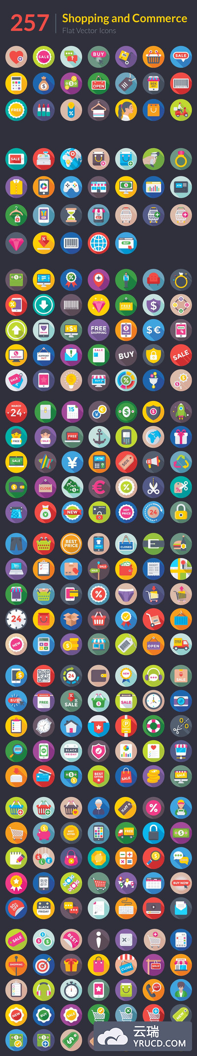 购物和商业扁平化图标 257 Shopping and Commerce Flat Icons