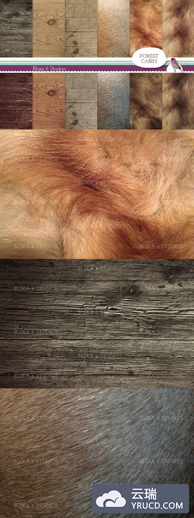 木纹材质背景纹理 Forest Cabin Rustic Digital Textures