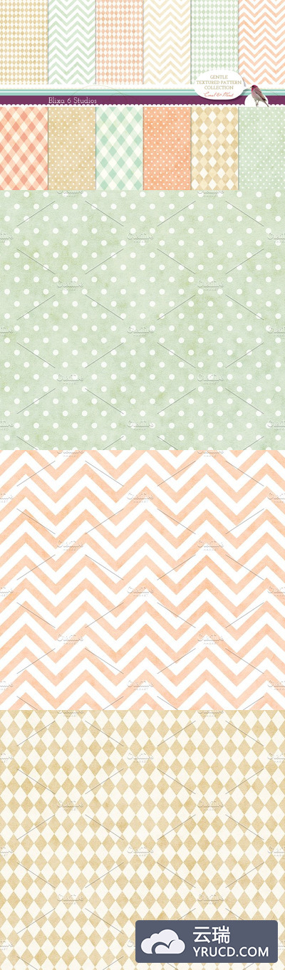 柔和的几何图案背景纹理 Gently Textured Geometric Patterns