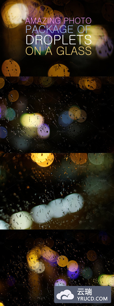 玻璃照相盒上的水滴 Droplets On a Glass Photo Package