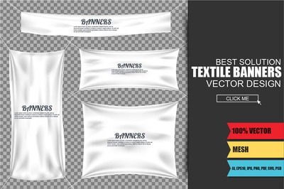 白色纺织横幅插画 White Textile Banners