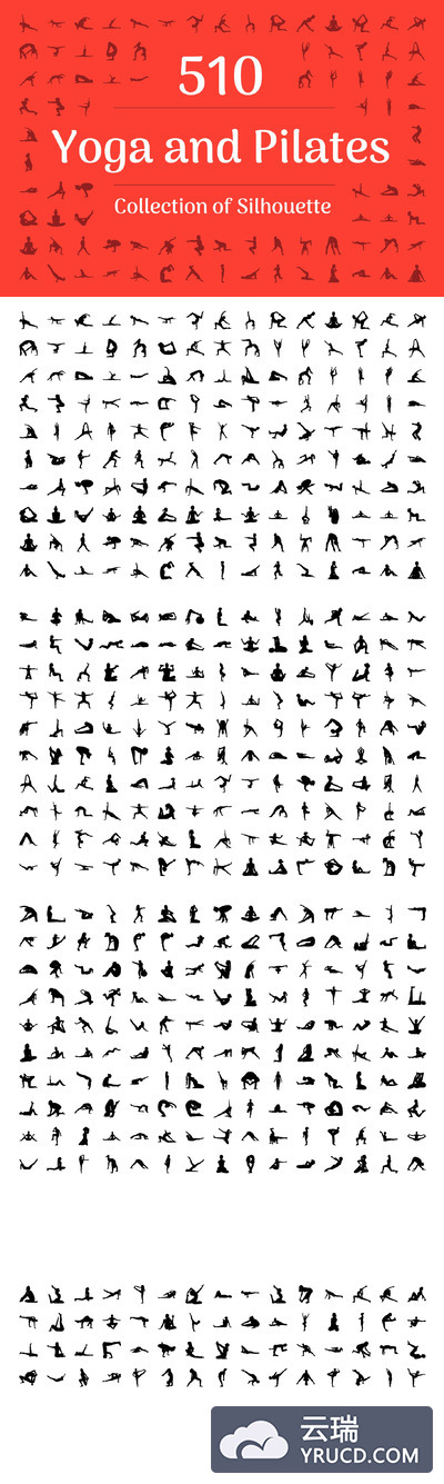 瑜伽和普拉提矢量图标 510 Yoga and Pilates Silhouette