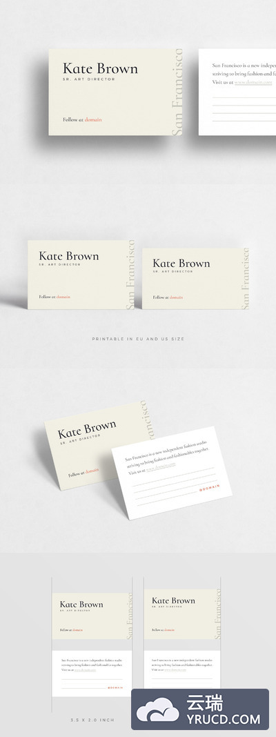 简约的商业名片模板 San Francisco Business Cards