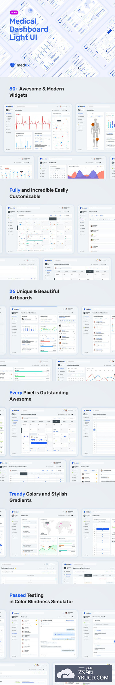 sketch精心打造的高品质时尚高端简约轻型医疗仪表板dashboard设计模板