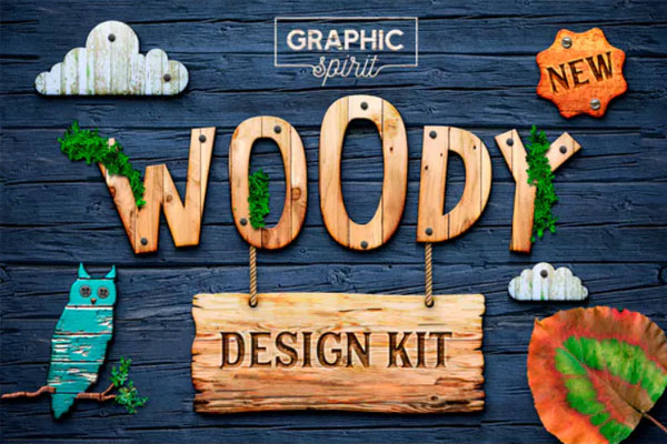 木质纹理Photoshop图层样式设计套装