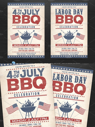 7月4日烧烤传单制作 4th of July BBQ Flyer
