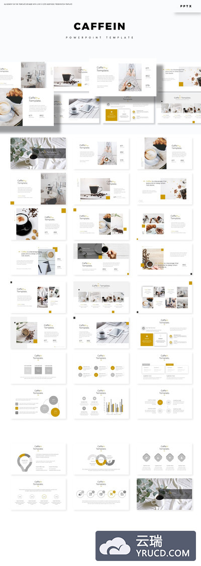 时尚高端优雅简约咖啡馆配色的多用途powerpoint幻灯片演示模板（pptx）