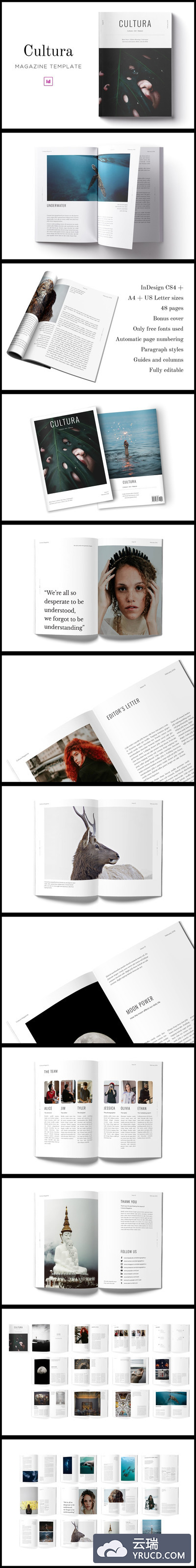 免费的文化相关内容介绍杂志画册模板下载[indd]
