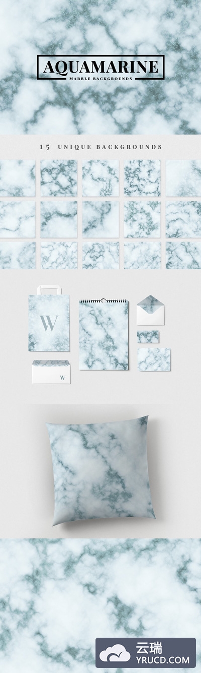 海蓝大理石背景纹理 Aquamarine Marble Backgrounds