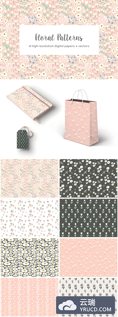 异想天开的花卉图案背景 Whimsical Floral Patterns